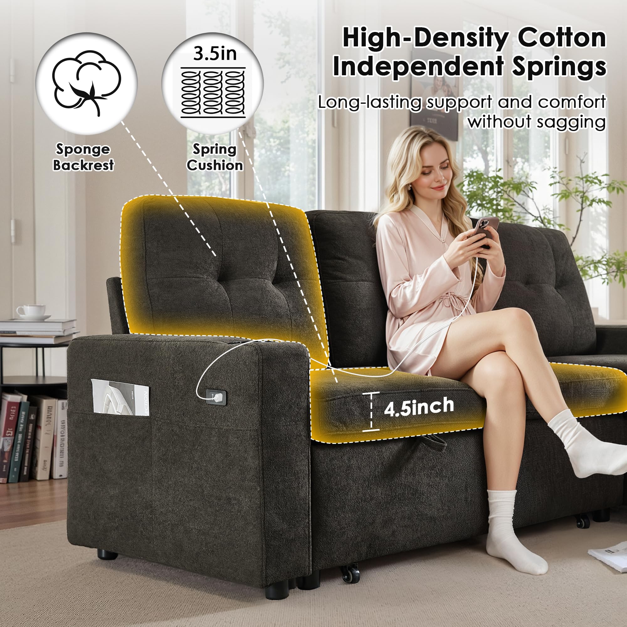 Reversible Sectional Sleeper Sofa with Storage Chaise