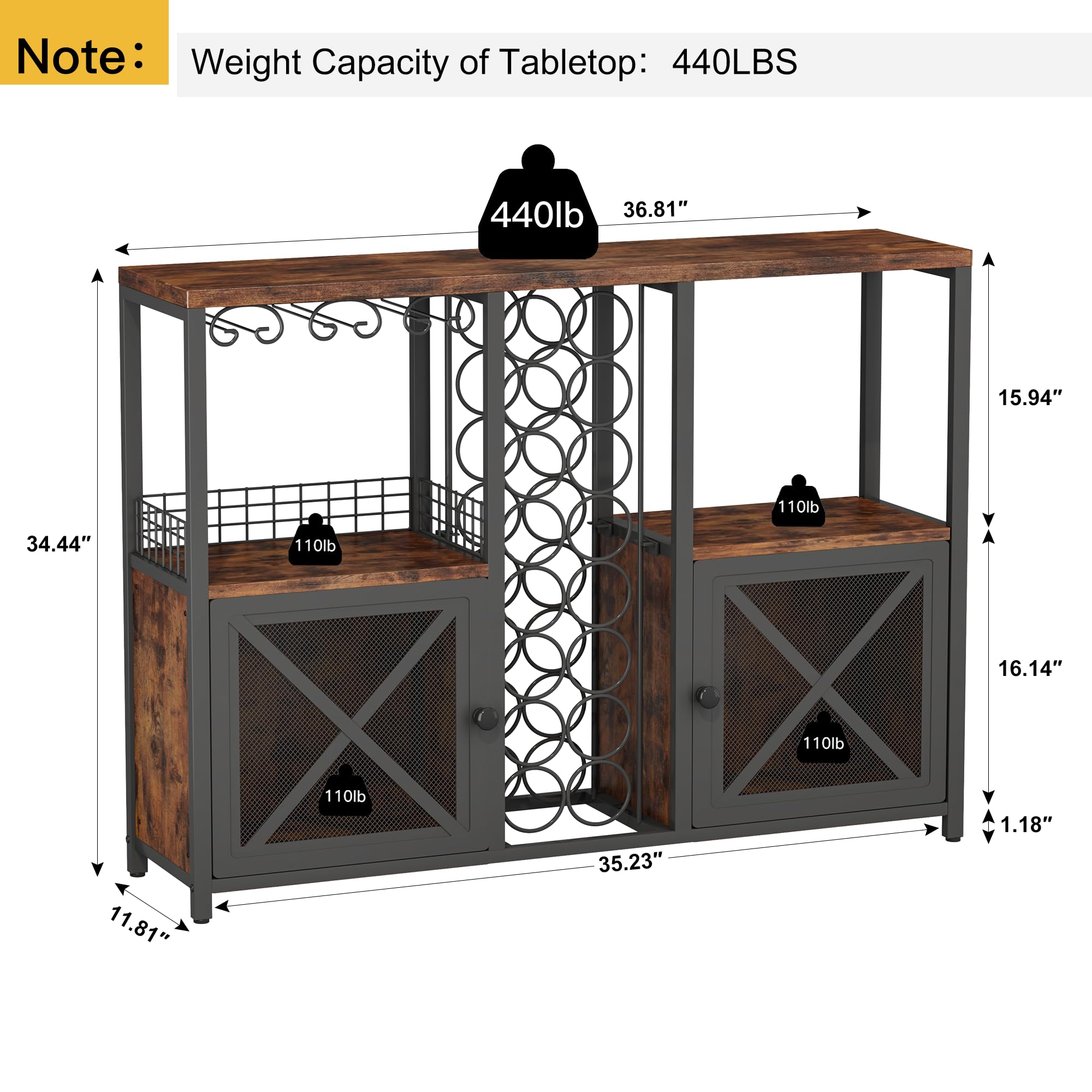 Wine Bar Cabinet with Storage