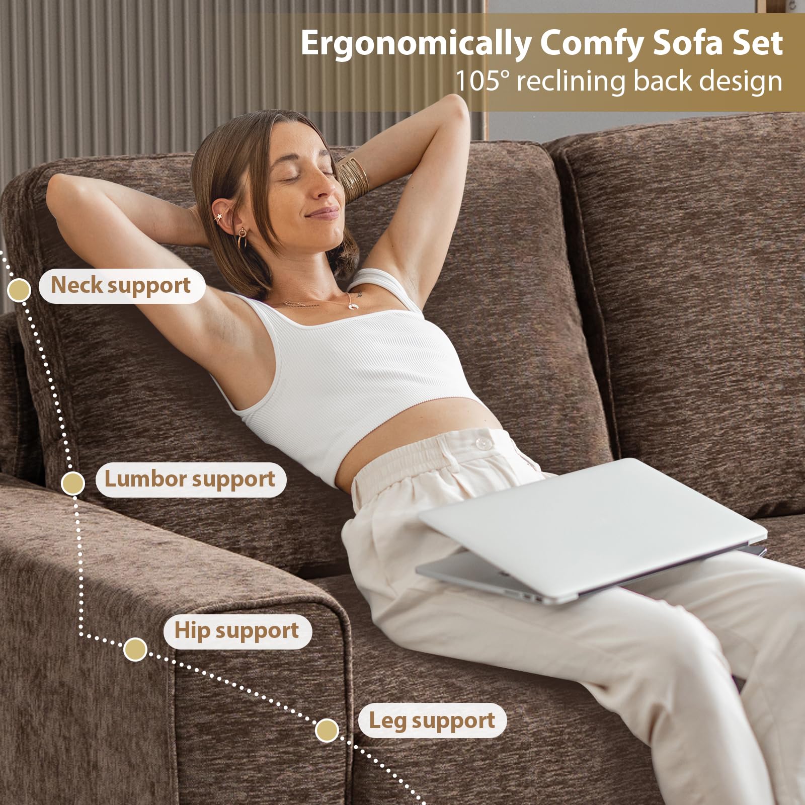 71" Modular Chenille Loveseat Sofa