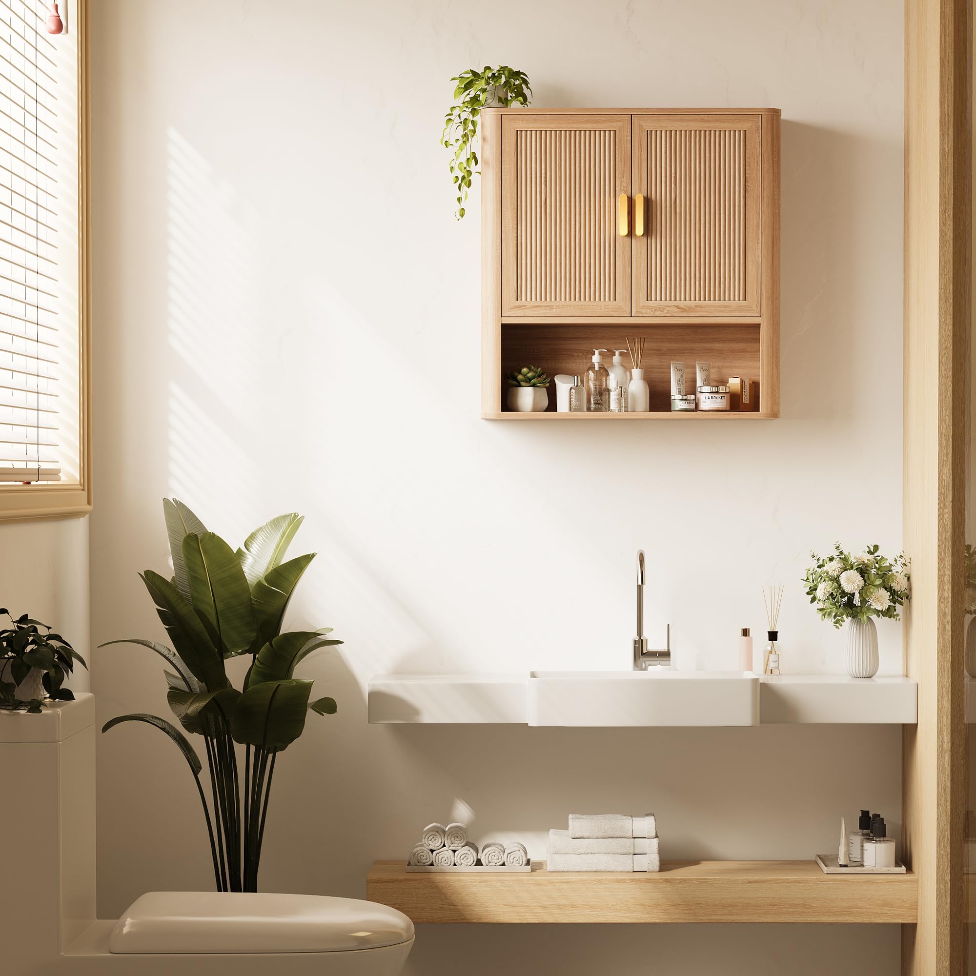 Bathroom Wall Storage Cabinet with Adjustable Shelves