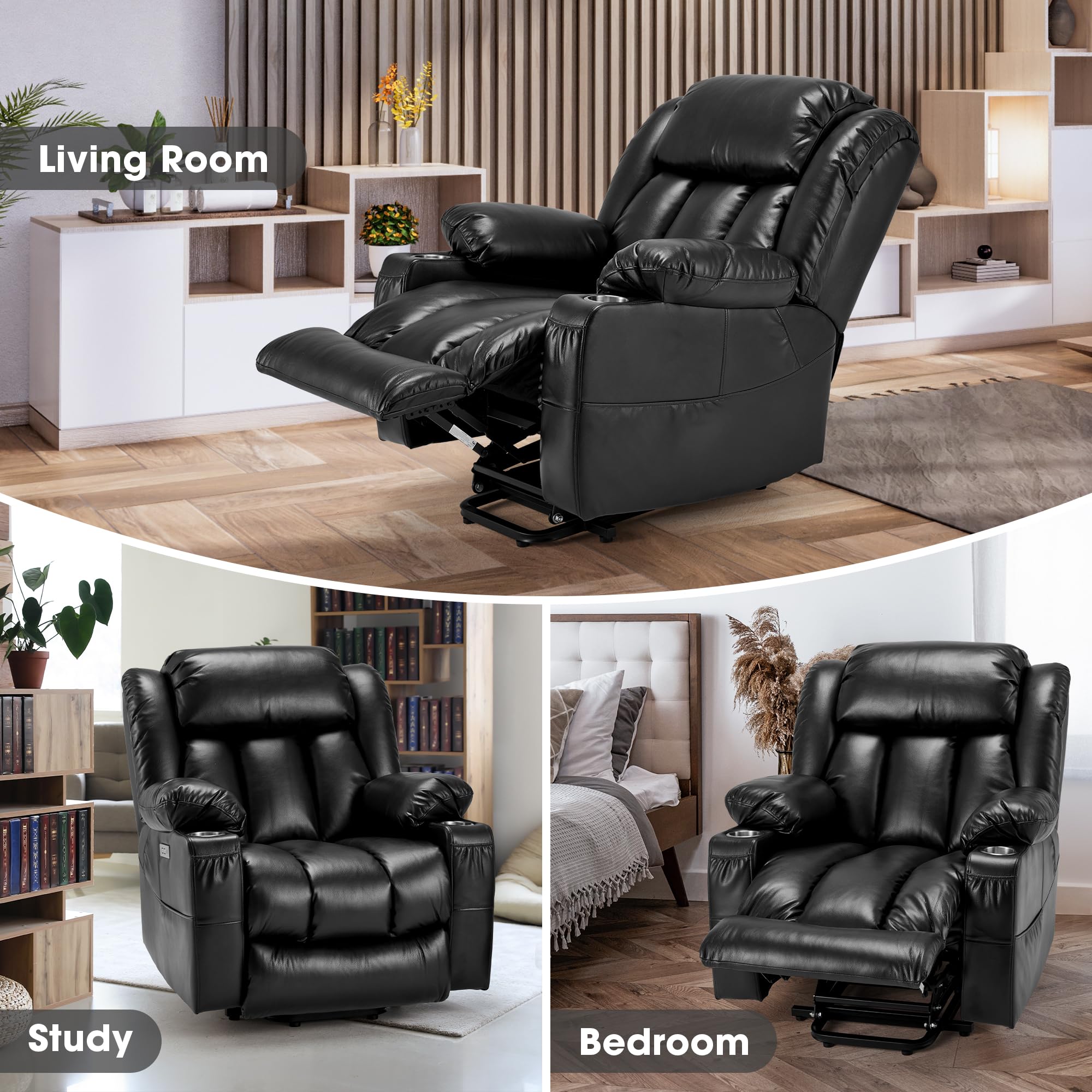 Large Power Lift Recliner Chair with Massage and Heat