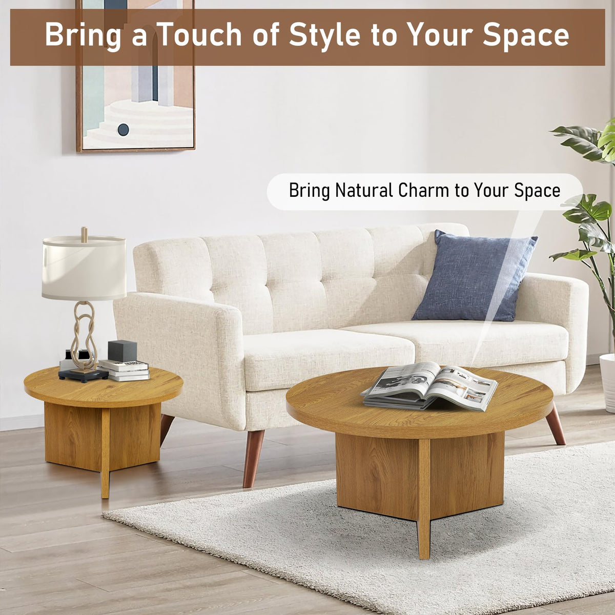 Round Nesting Coffee Tables Set of 2