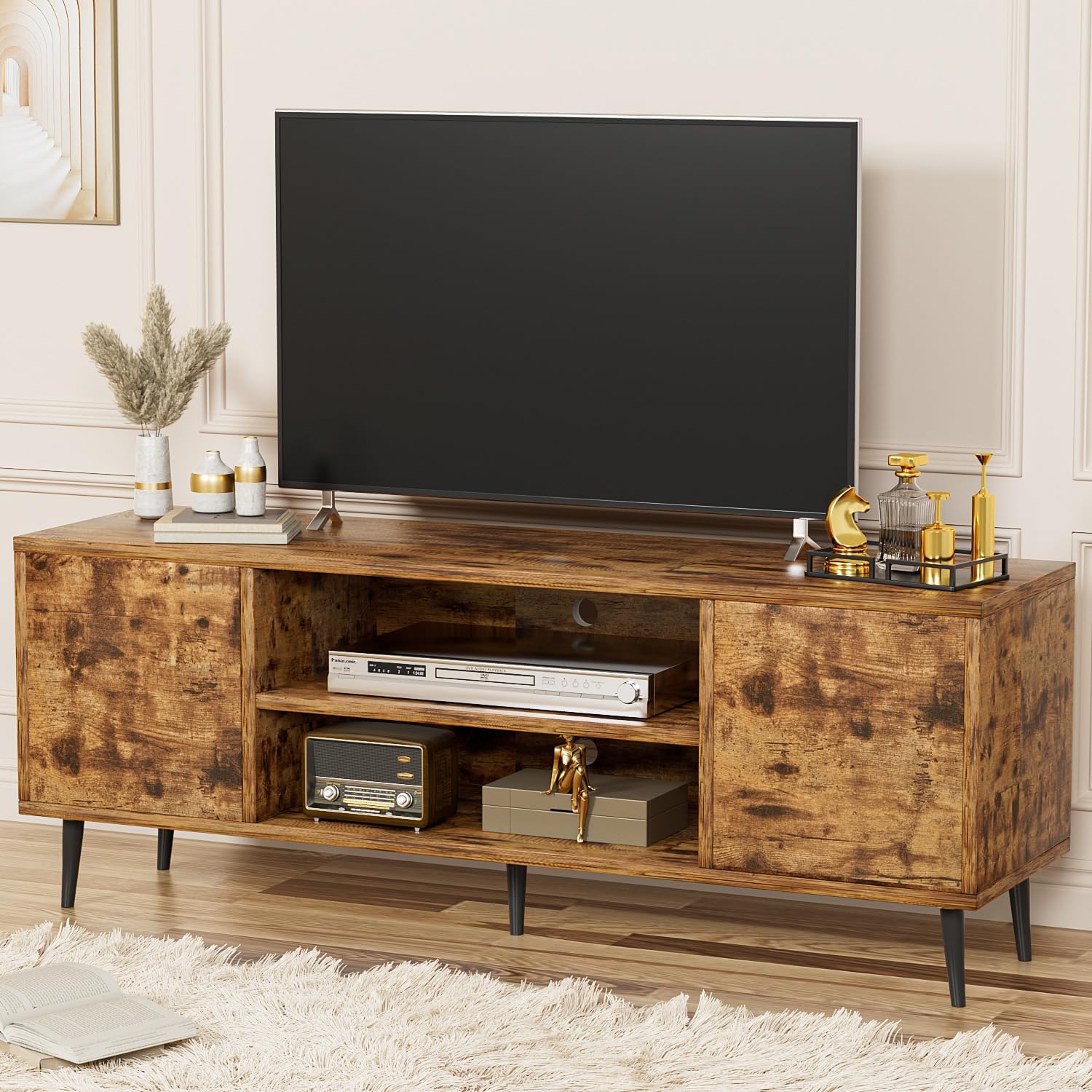 Modern TV Stand for 65" Television with Storage Cabinets