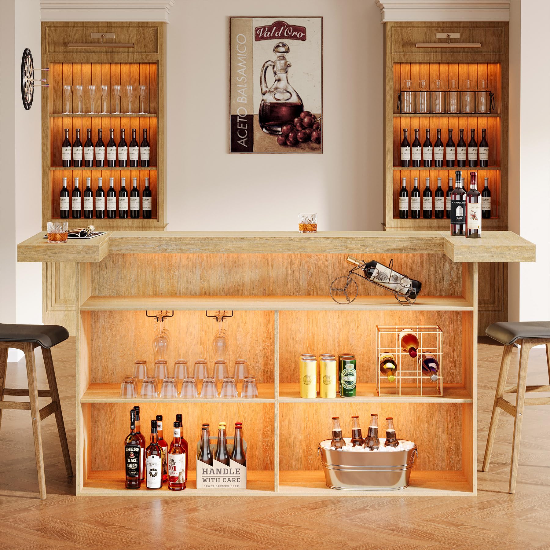 4-Tier Bar Table with Storage and Footrest