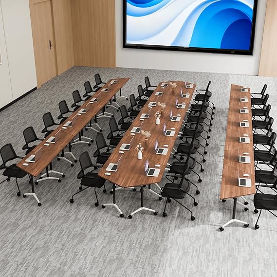 Folding Conference Table with Wheels - Trapezoid Training Table