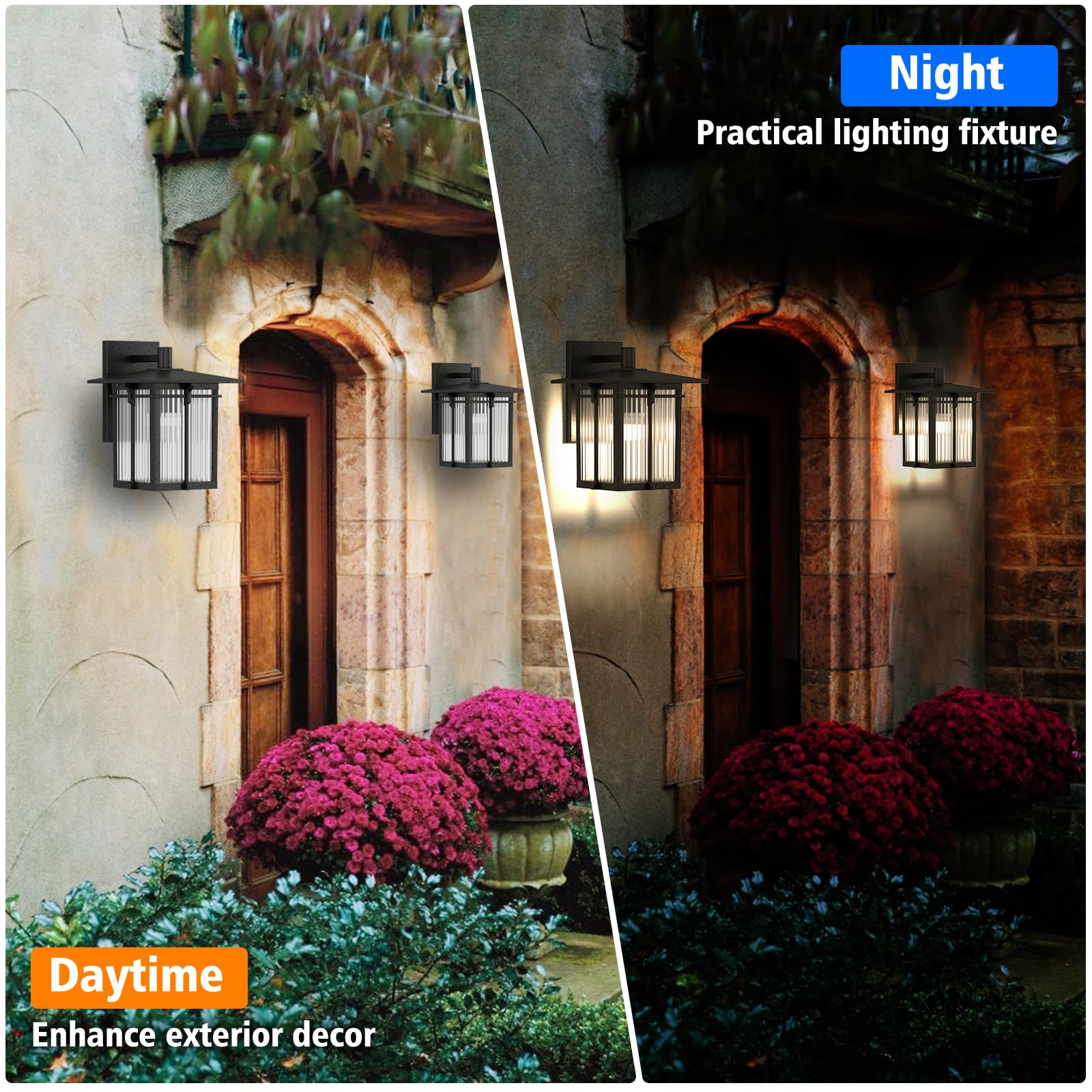 Retro Outdoor Wall Light with Ribbed Glass