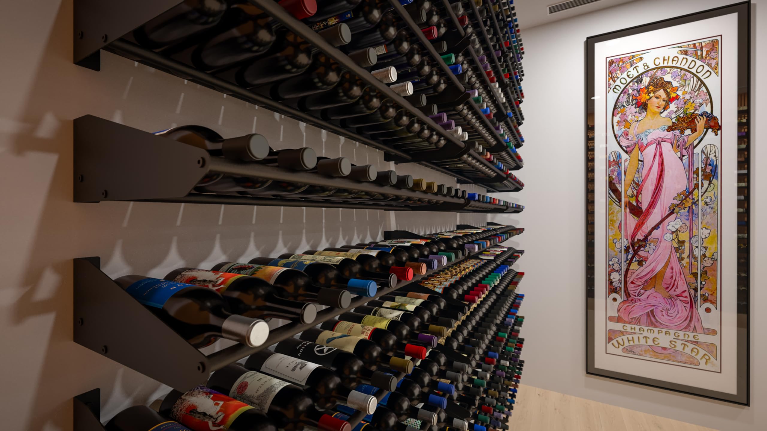 Wall Mount Wine Rack 12 Bottle Matte Black