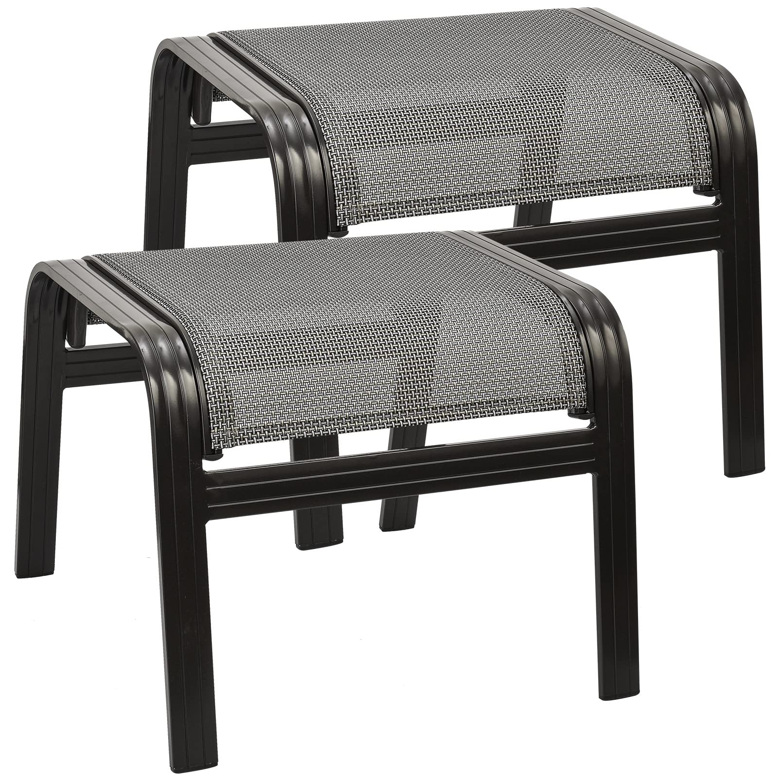 Outdoor Metal Patio Ottoman Footrest Set of 2 - Grey