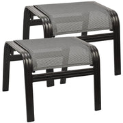 Outdoor Metal Patio Ottoman Footrest Set of 2 - Grey