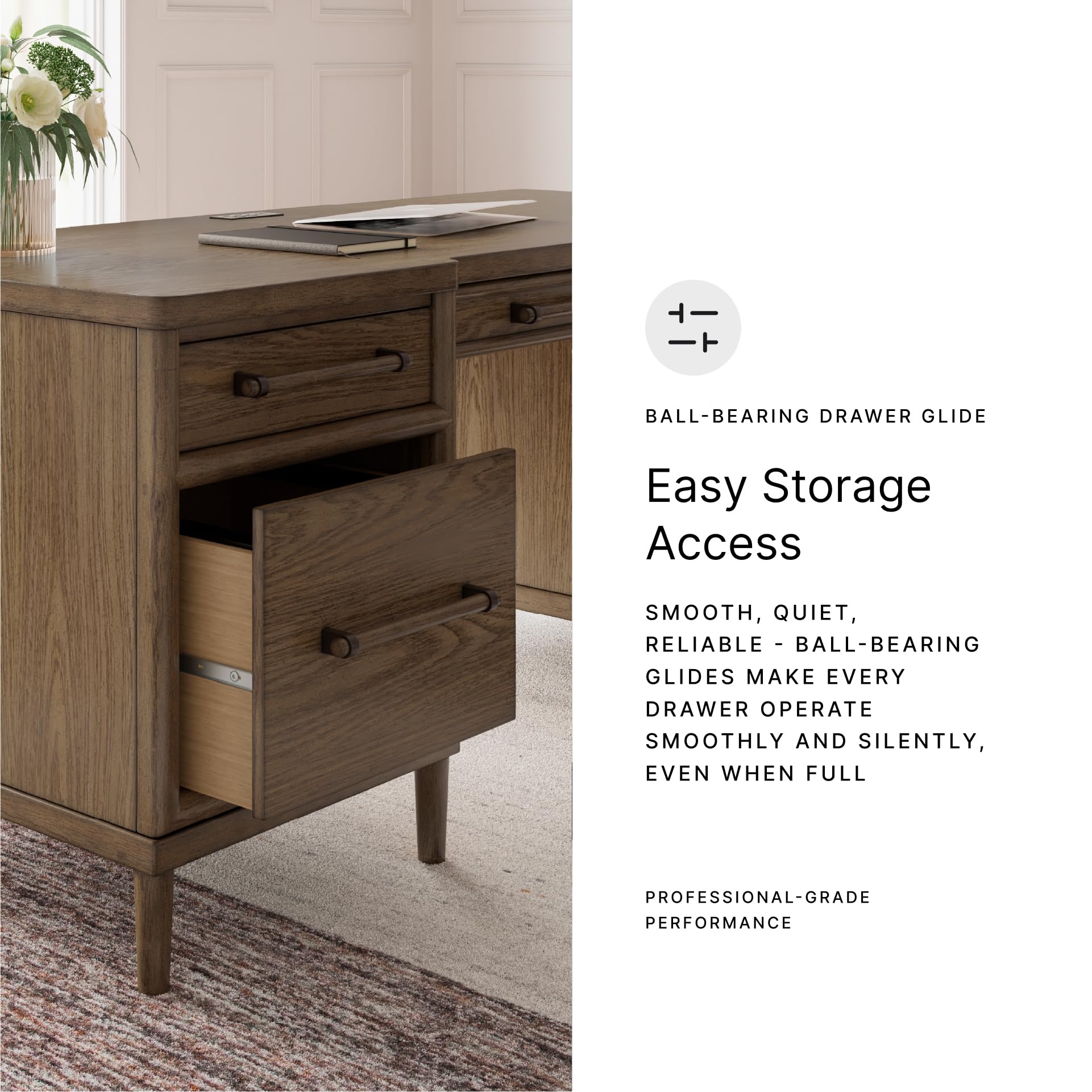 Contemporary Home Office Desk with 6 Drawers