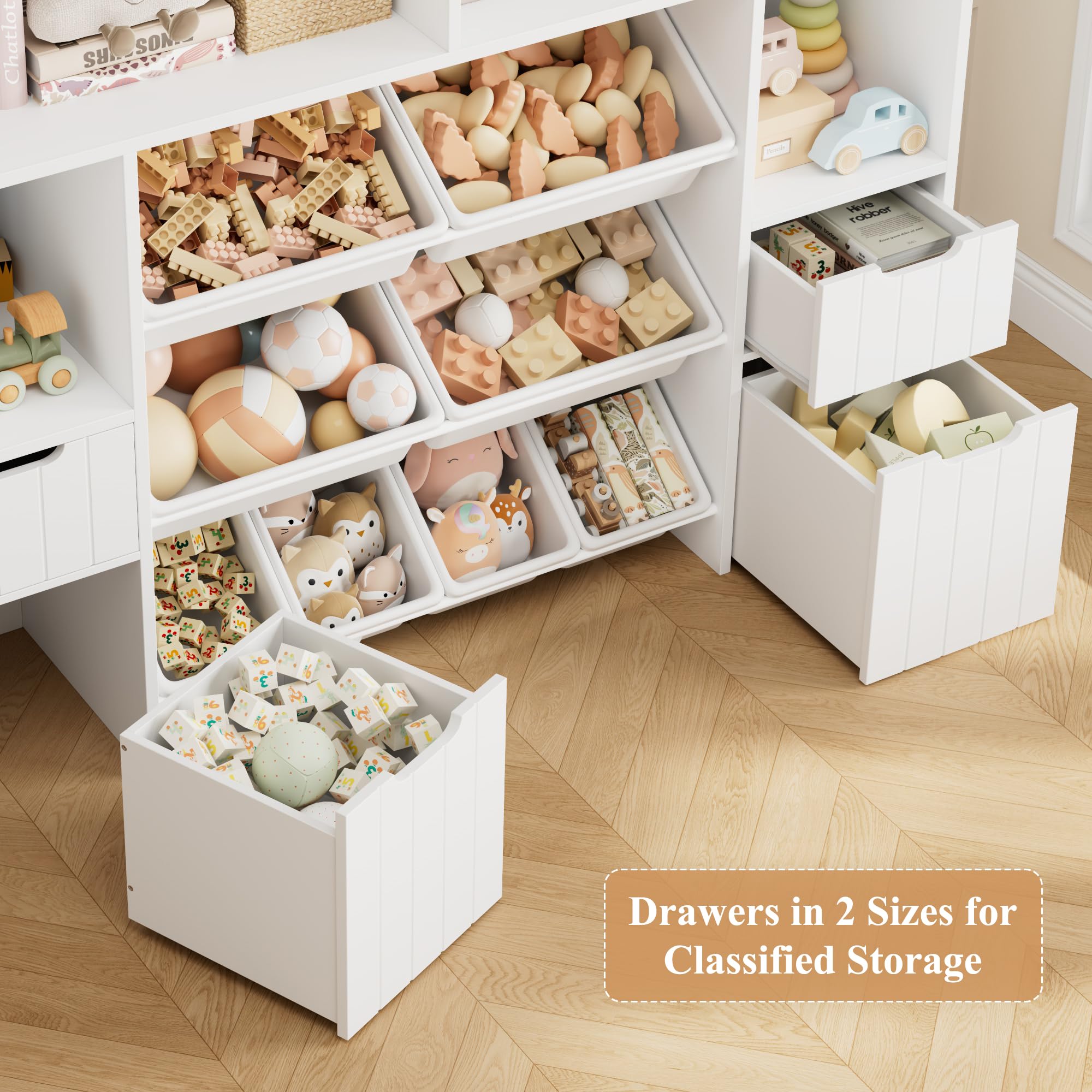 Toy Storage Organizer with Drawers and Removable Bins