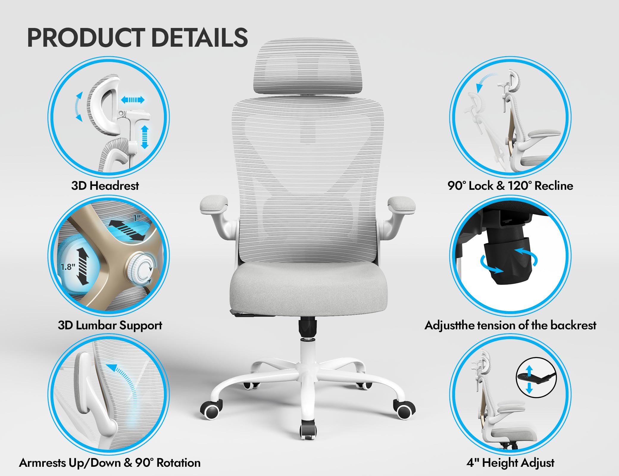 Ergonomic Mesh Office Chair with Adjustable Lumbar Support