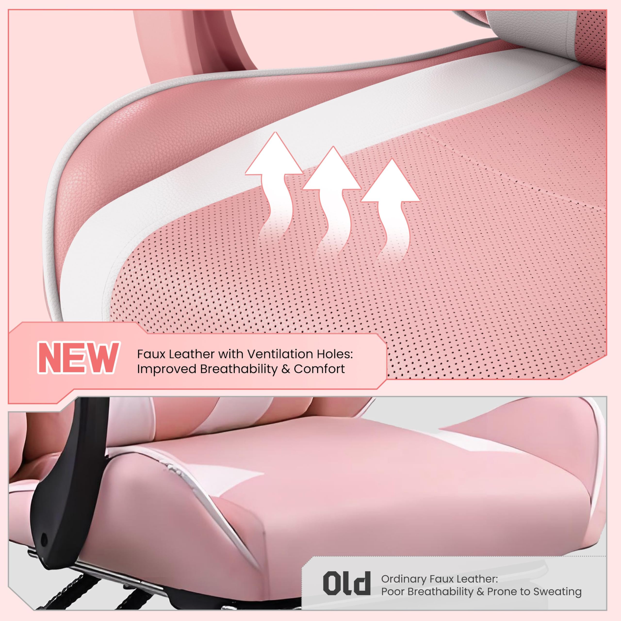 Gaming Chair with Massage and Footrest