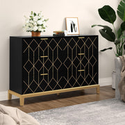 48" Modern Dresser with 6 Drawers and Gold Lines