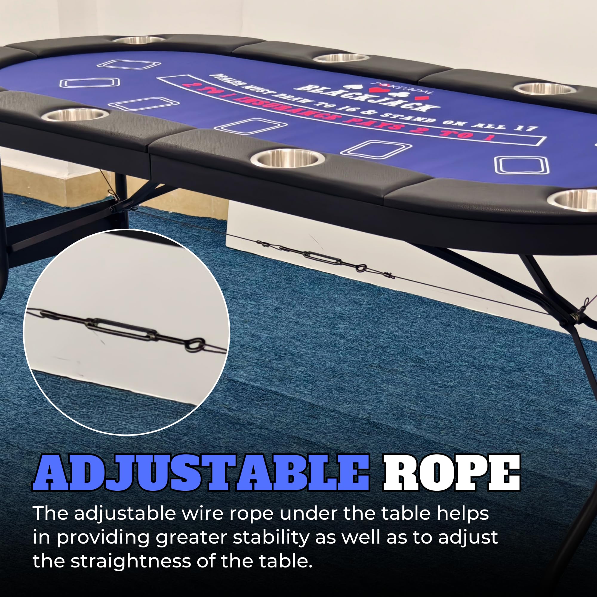 8 Player Poker Table with Interchangeable Game Mats
