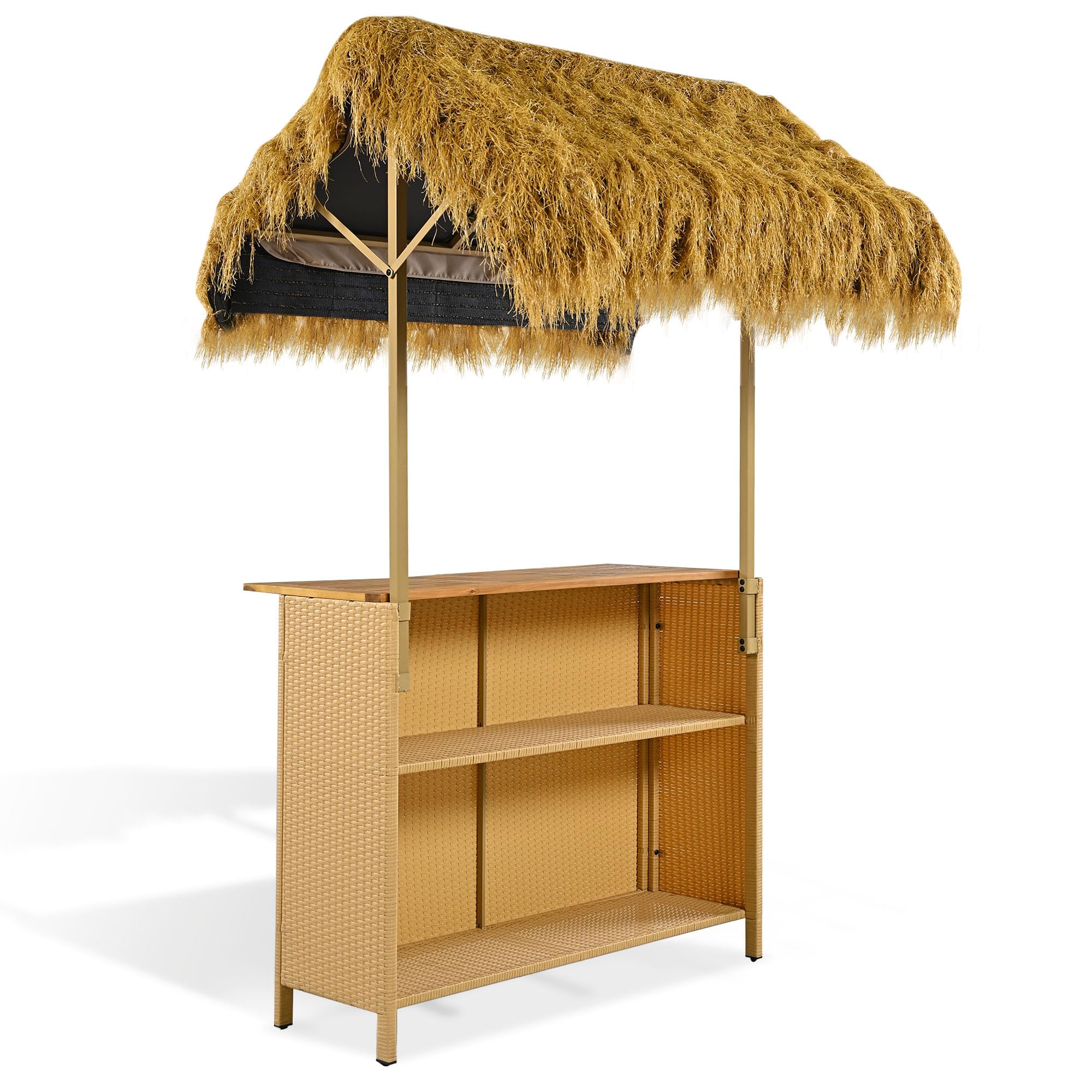 Hawaiian Style Outdoor Bar Set with 2 Stools
