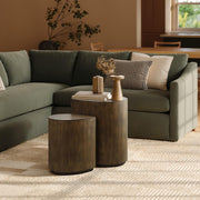 Nesting Coffee Tables Set of 2 Teardrop Walnut Wood Accent Side Tables