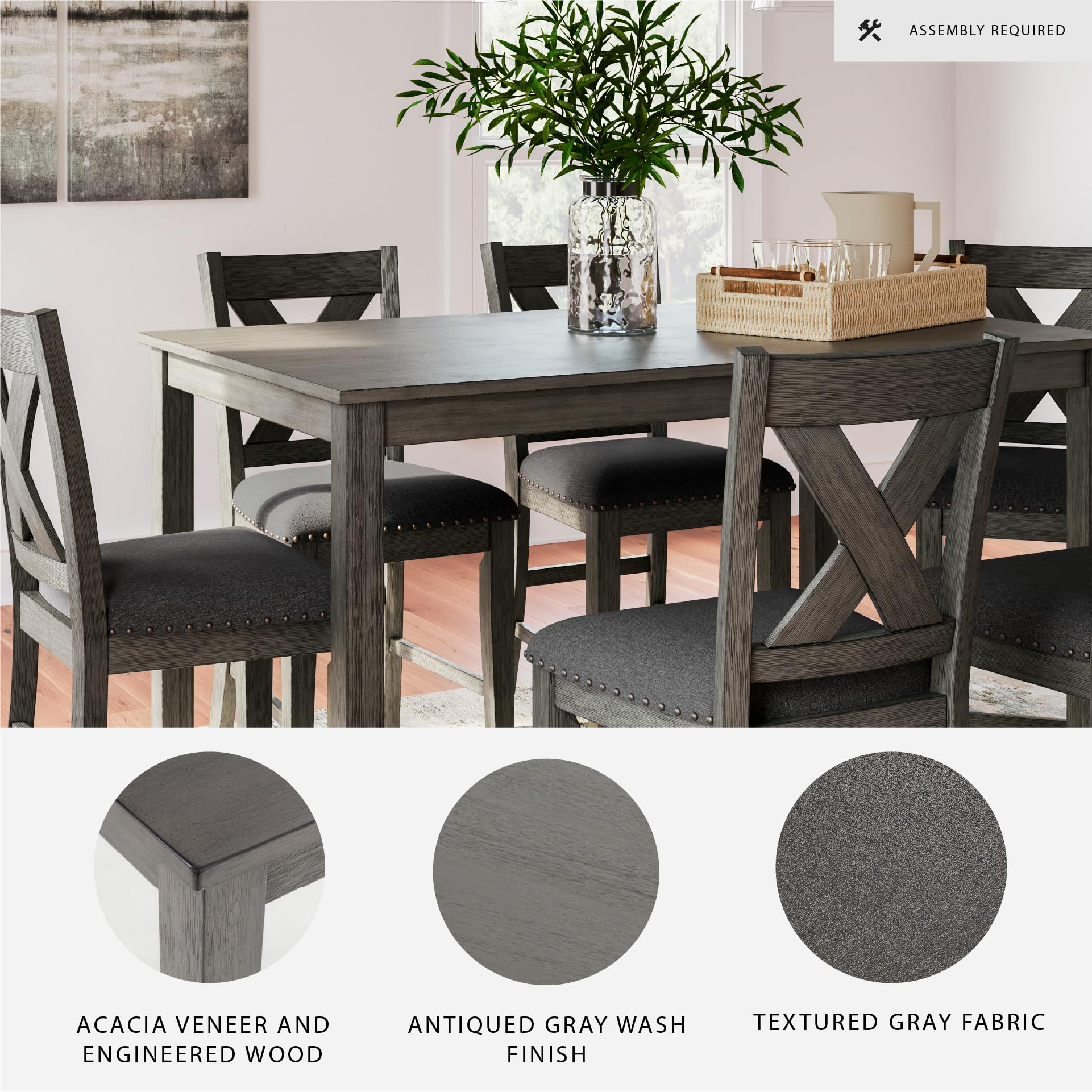 Counter Height Dining Set with Upholstered Stools