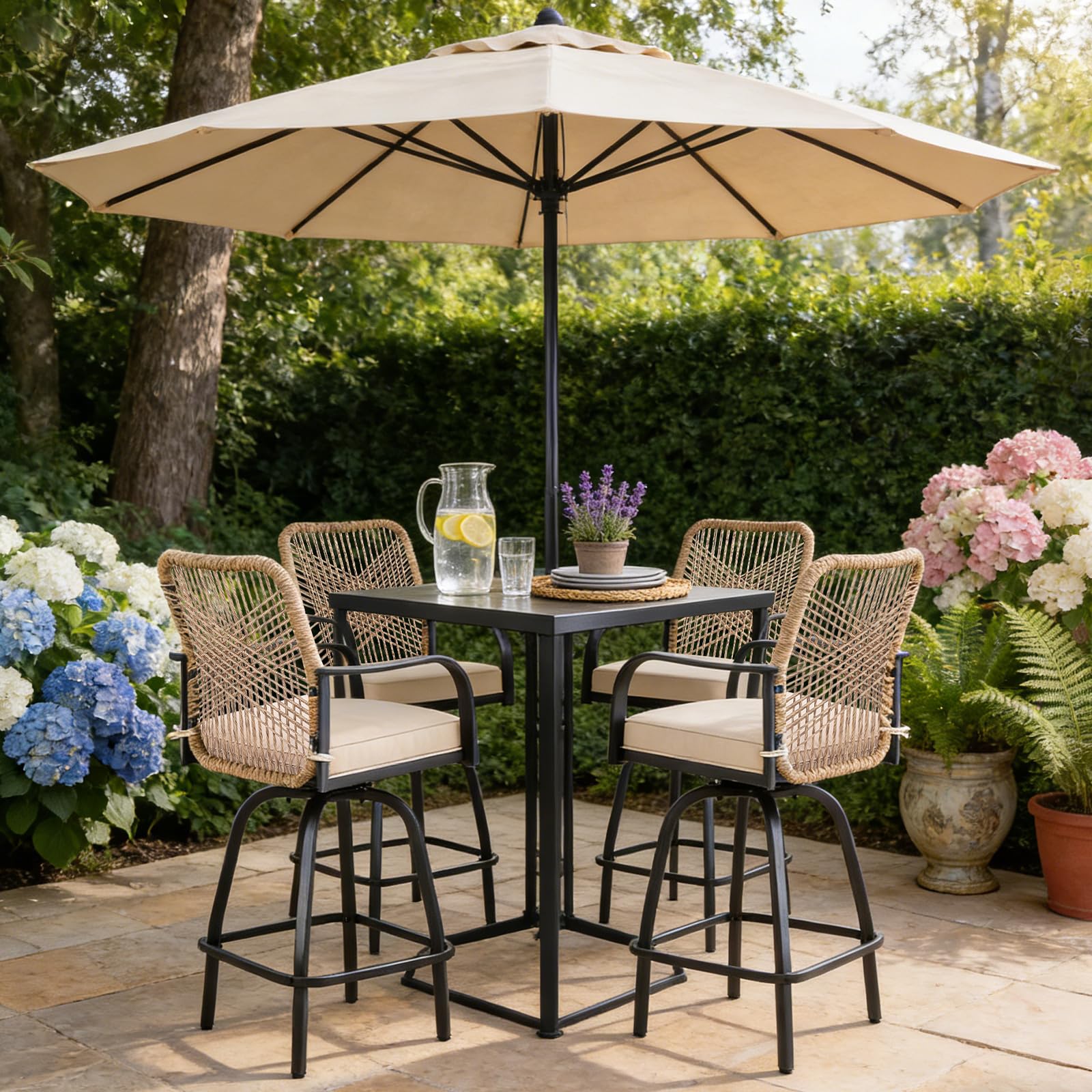 Swivel Outdoor Bar Stools Set of 4