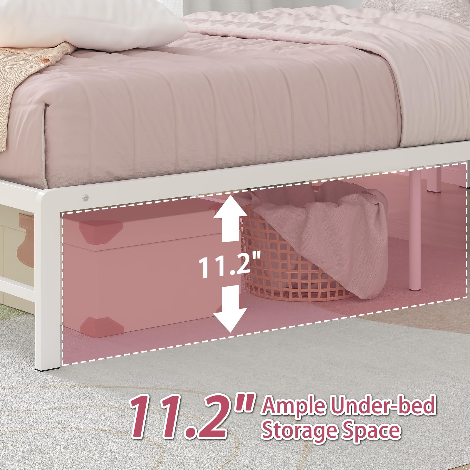 Twin Bed Frame with Storage Shelves and LED Lights