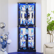72" Corner Display Cabinet with Glass Doors and LED Lights