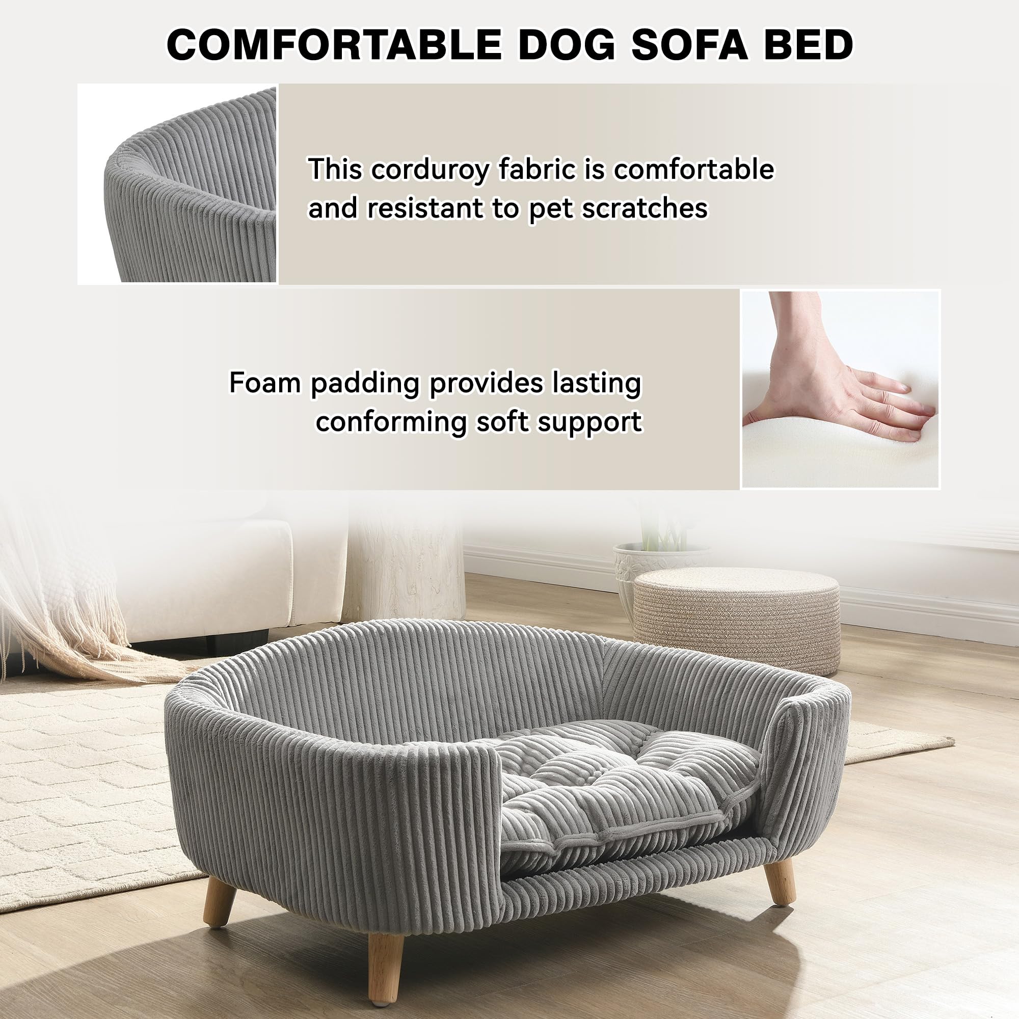Dog Sofa Couch Bed for Small Dogs with Elevated Design