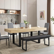 63-79 Inch Extendable Dining Table Rustic Oak