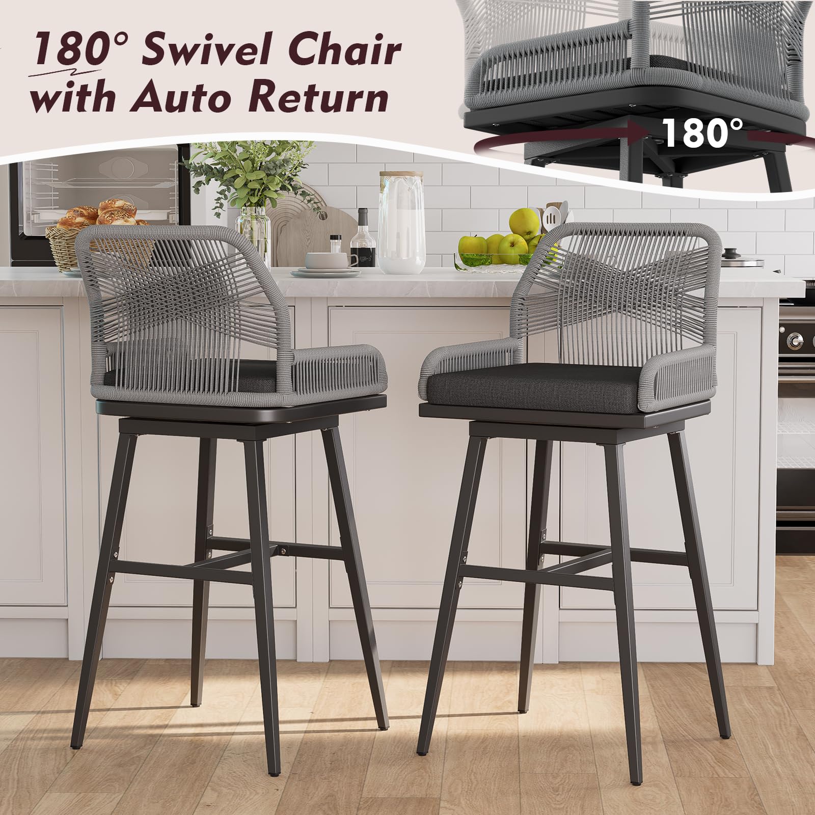 Outdoor Swivel Bar Stools Set of 6