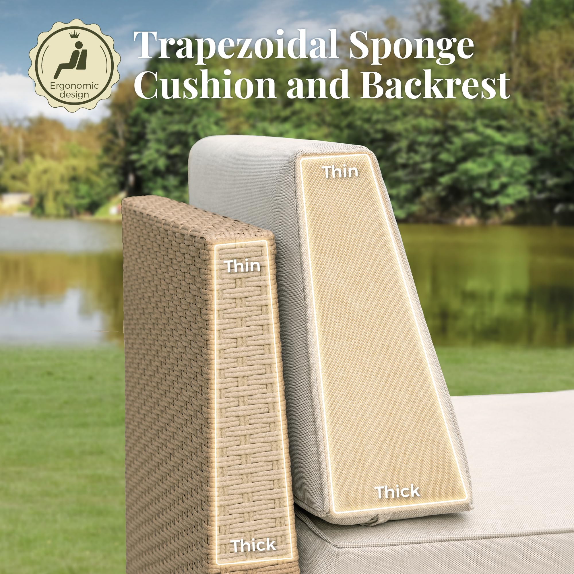 6 Piece Outdoor Rattan Wicker Sectional Conversation Set with Coffee Table