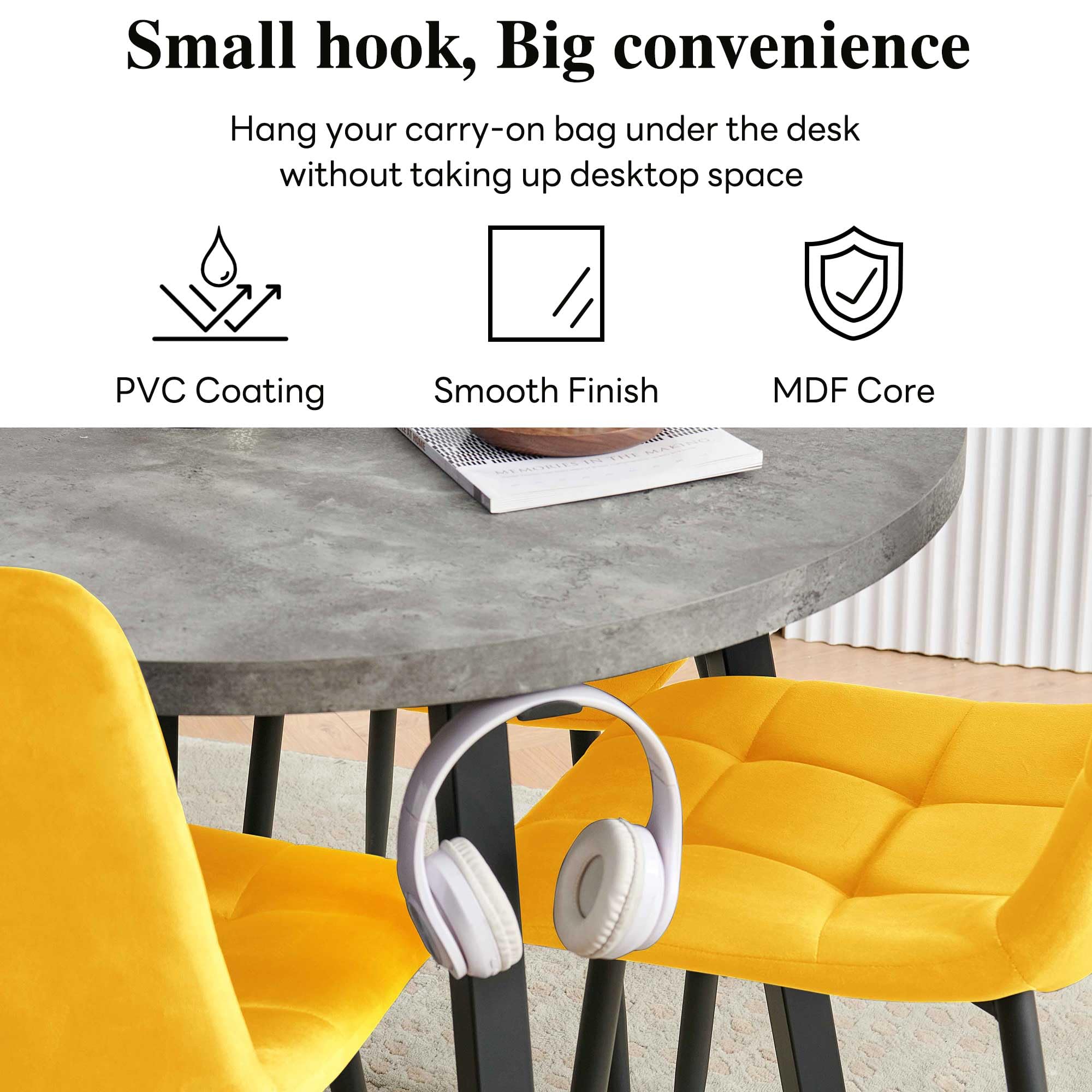 5-Piece Round Dining Table Set with Upholstered Chairs