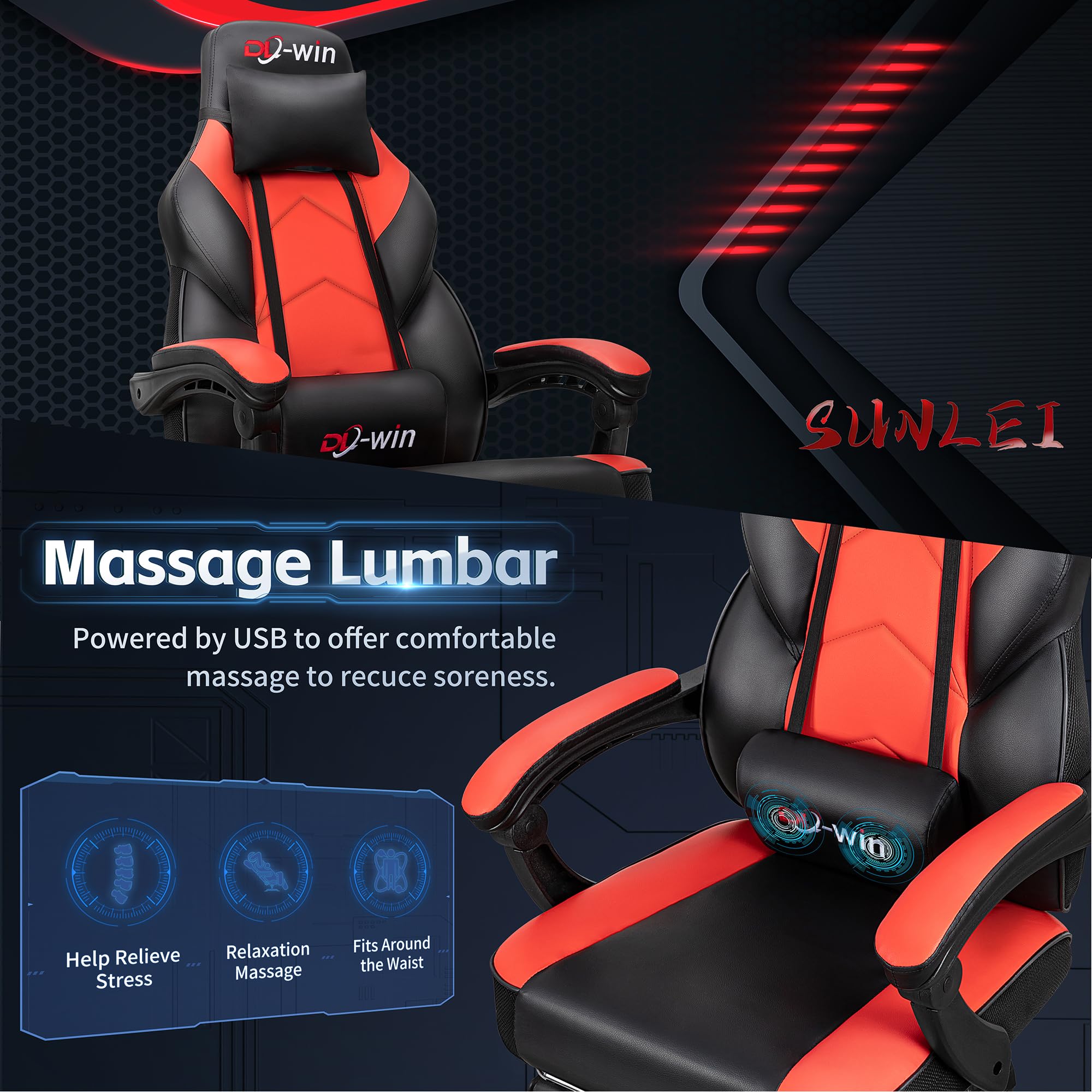 Ergonomic Gaming Chair with Footrest