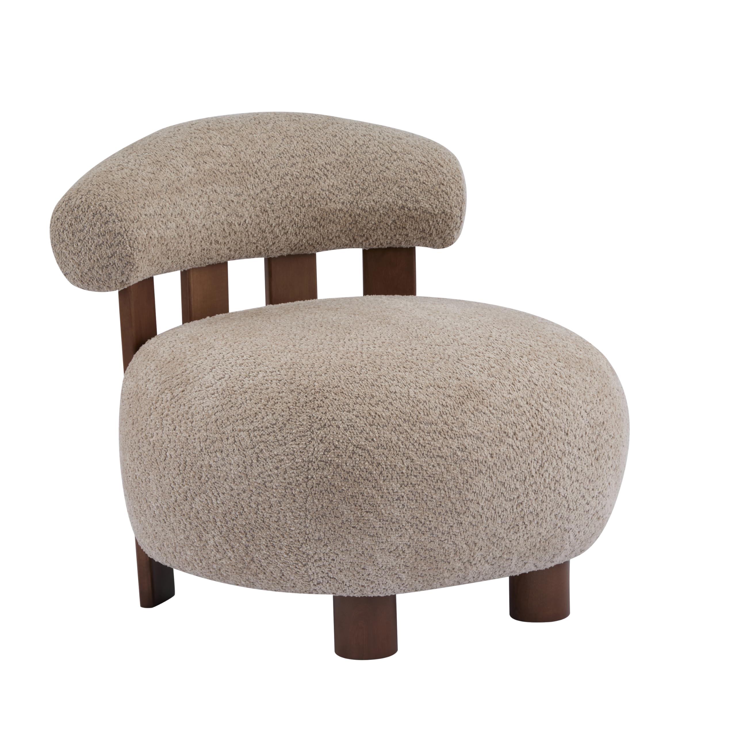 Boucle Fabric Accent Chair with Solid Wood Frame