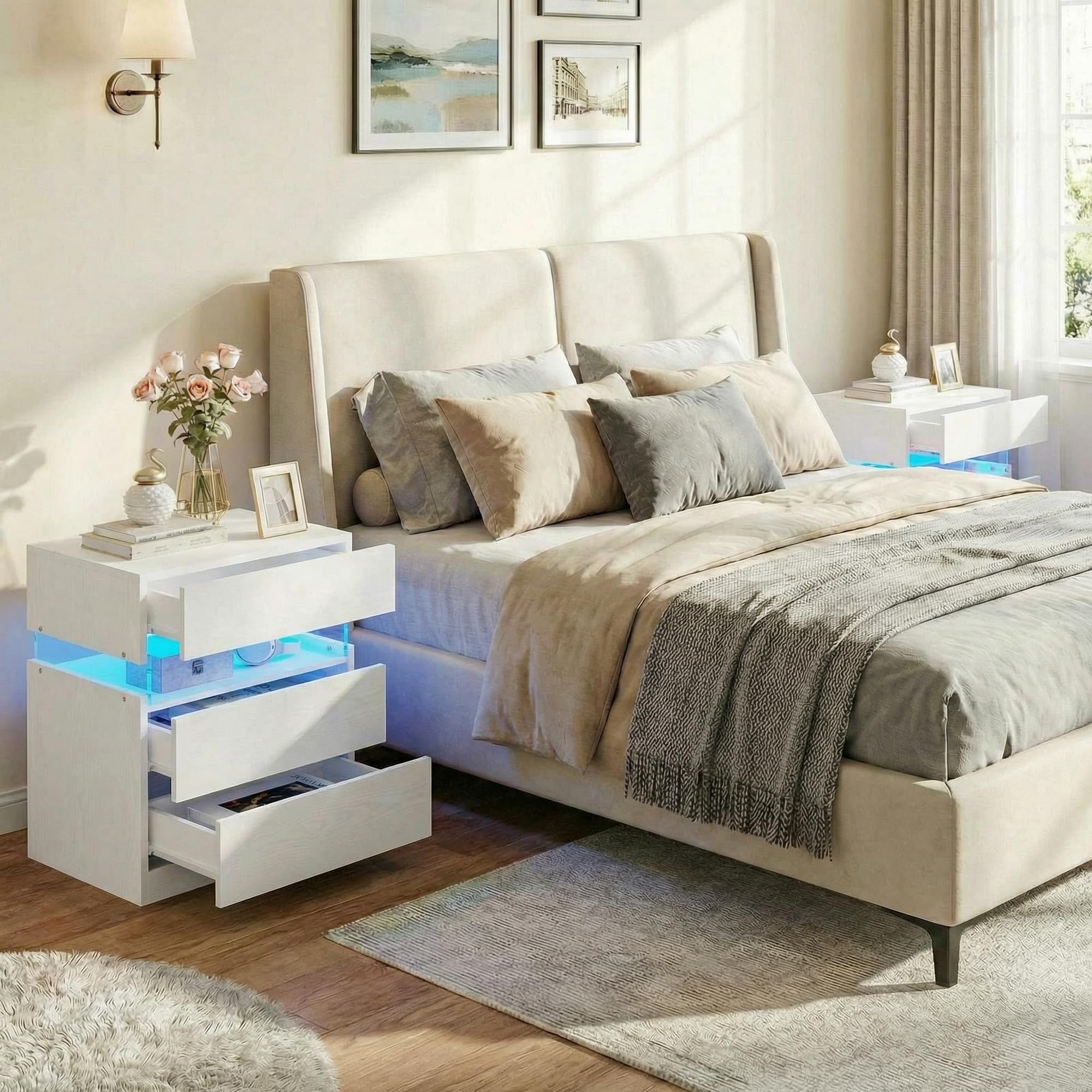 3-Drawer Nightstand with RGB LED Lighting