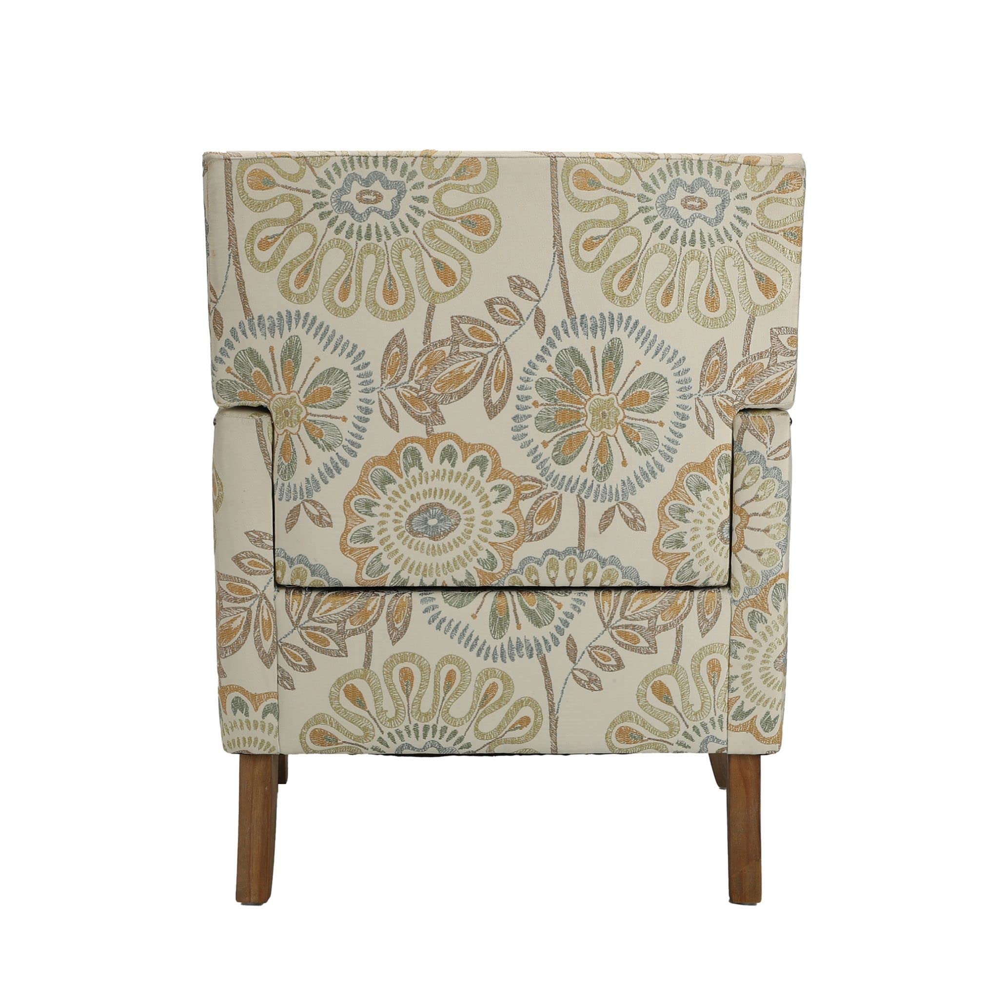 Wingback Accent Chair with Floral Fabric Upholstery