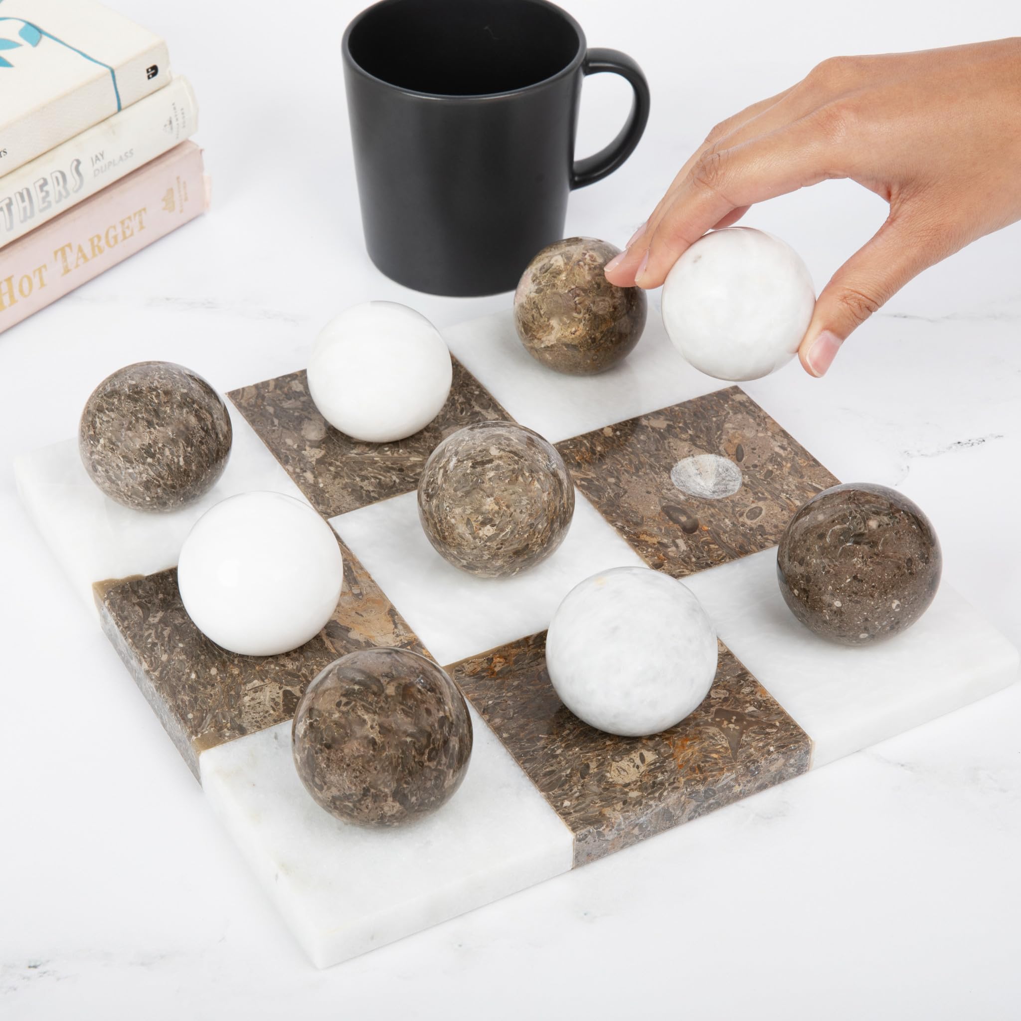 Round Marble Tic Tac Toe Game Set