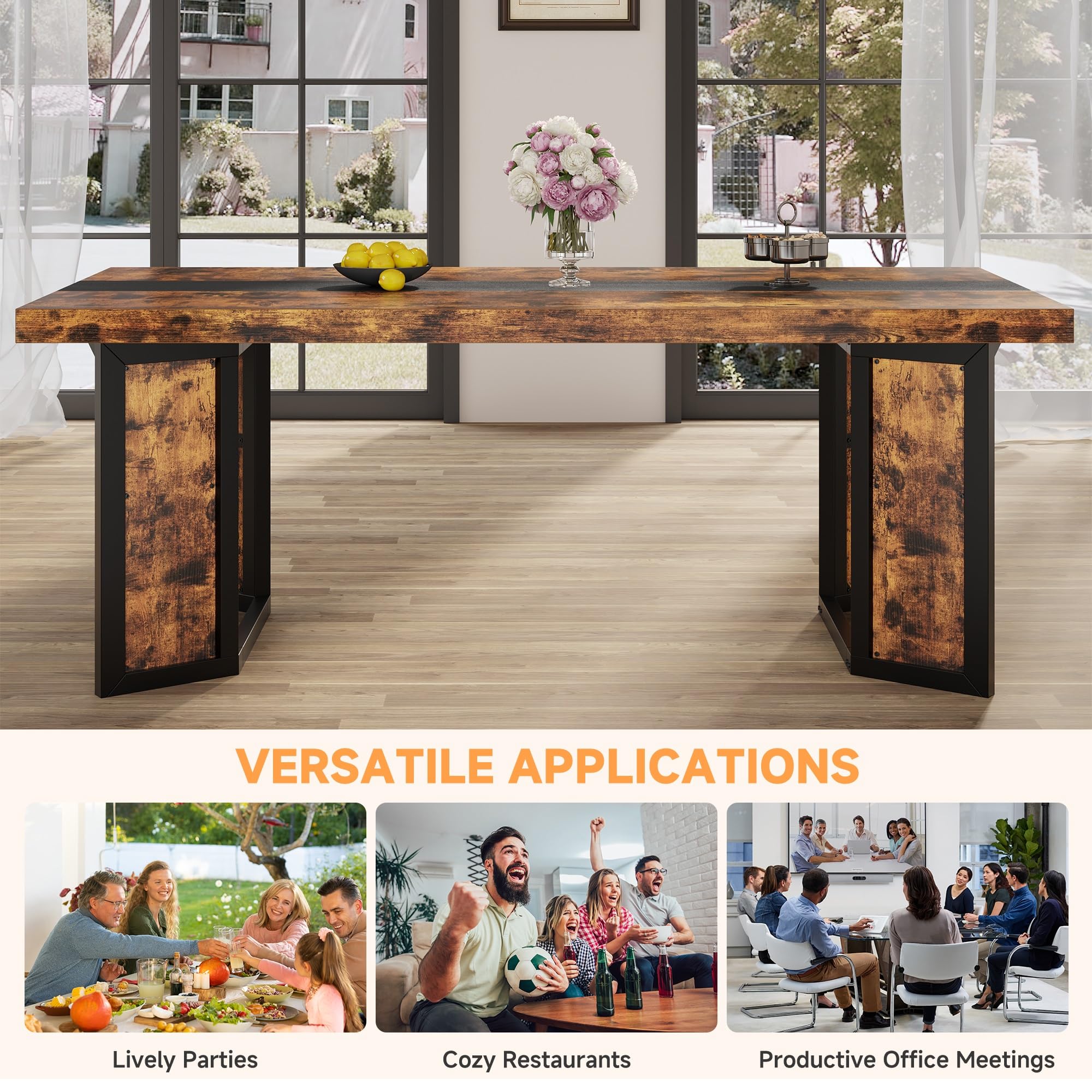 Industrial Dining Table for 6-8 People