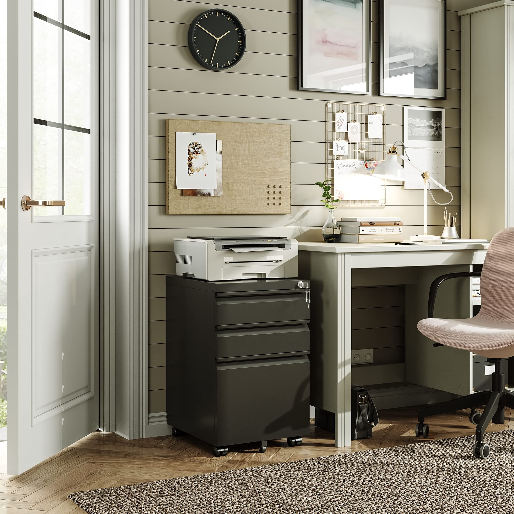 3 Drawer Mobile File Cabinet with Lock