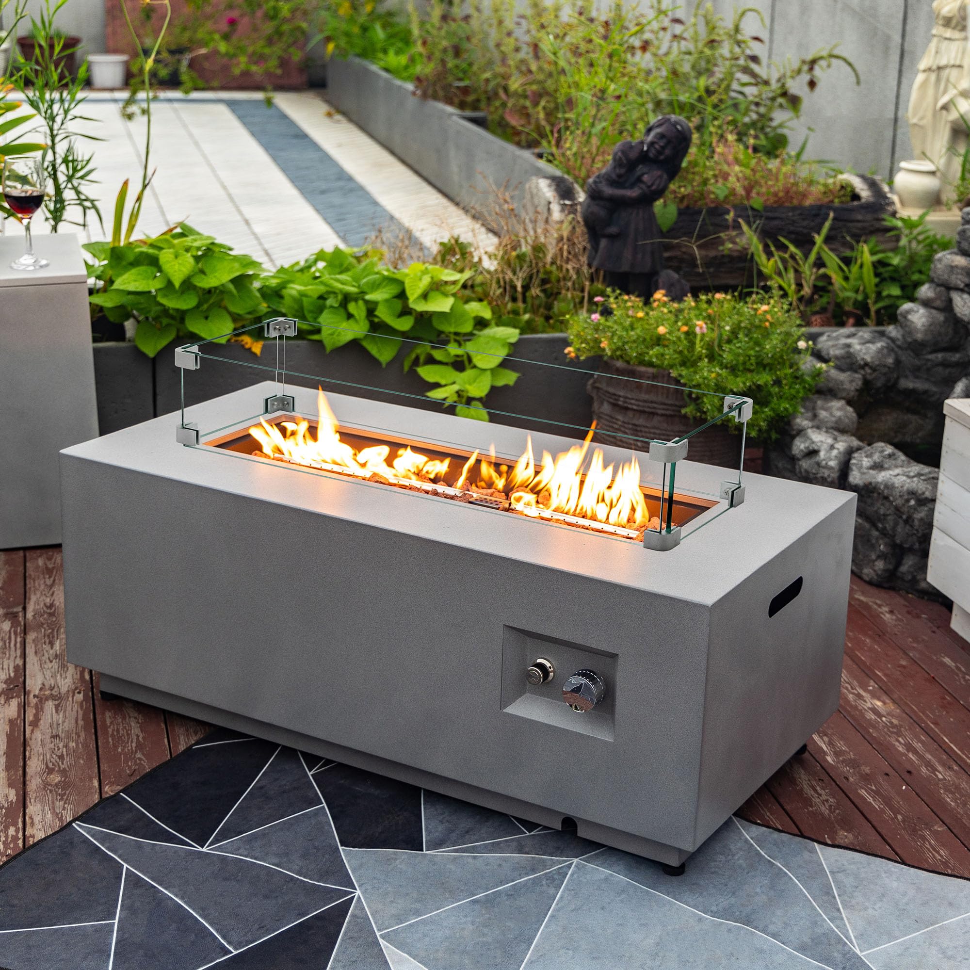 42" Rectangular Propane Fire Pit Table - 50,000 BTU
