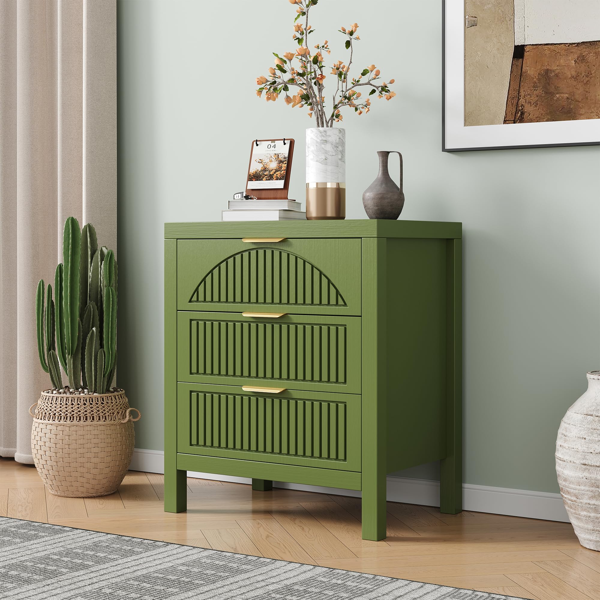 3 Drawer Dresser Farmhouse Fluted Chest