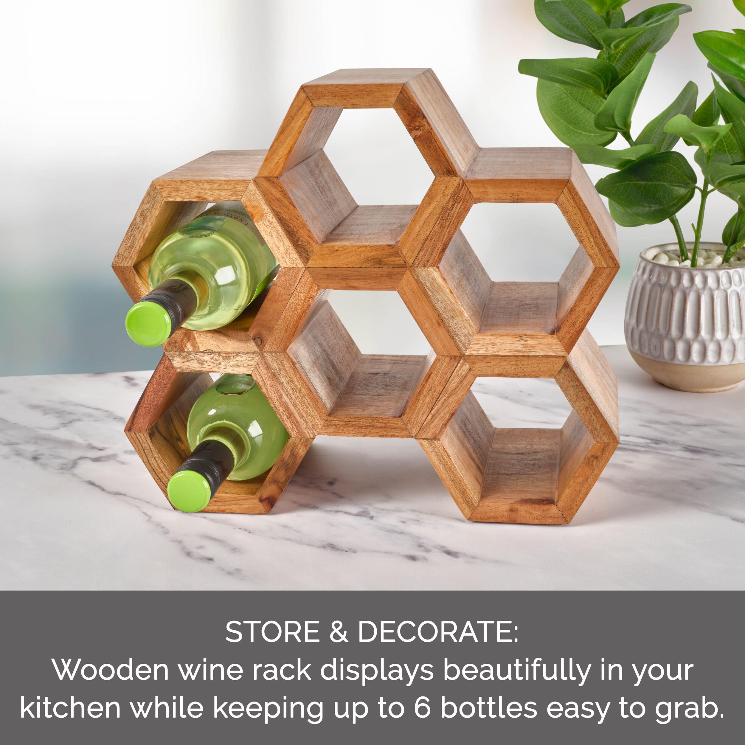 6 Bottle Acacia Wood Wine Rack