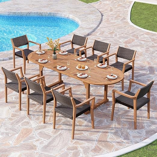 7-Piece Acacia Wood Outdoor Dining Set for 6