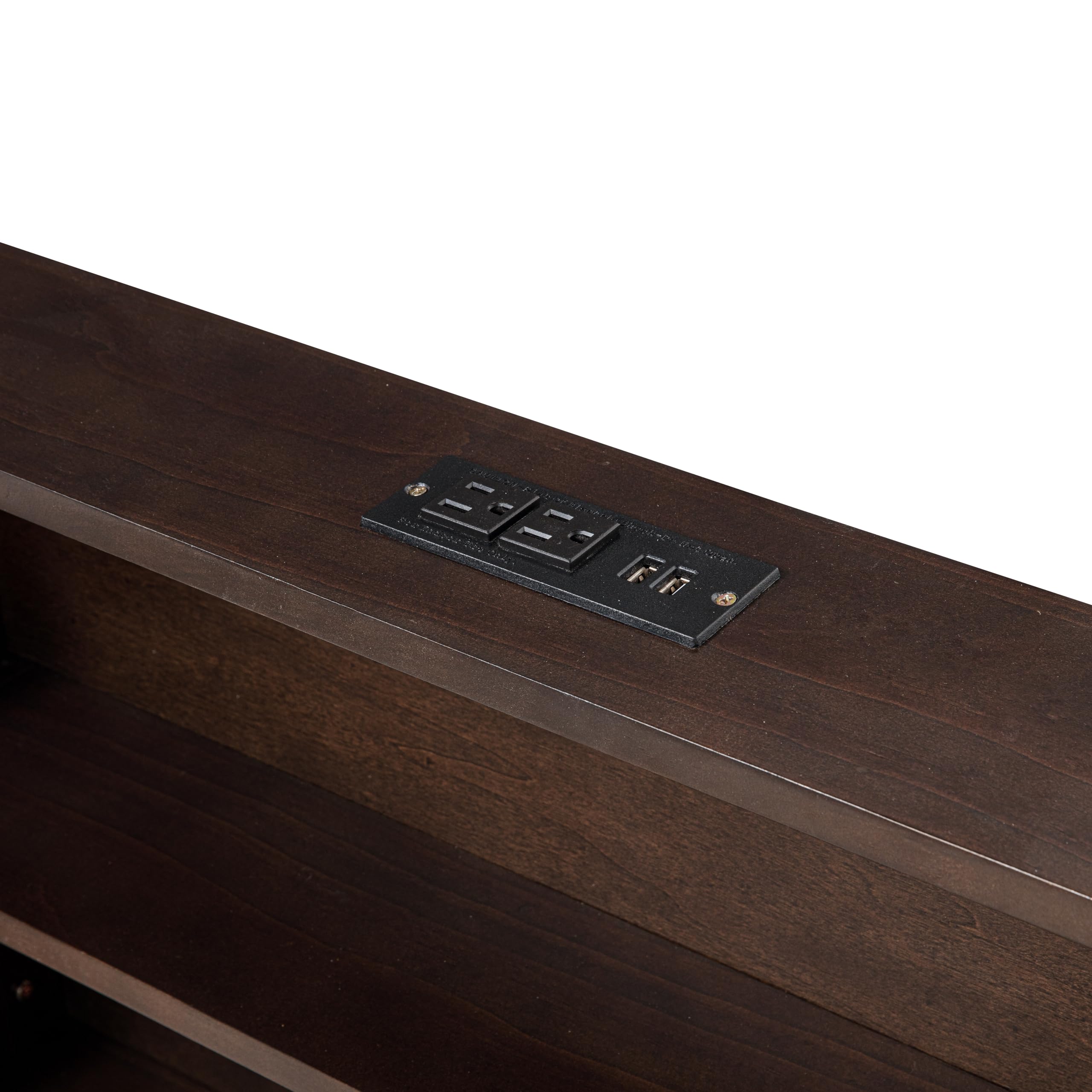 Queen Over Queen Bunk Bed with Storage Cabinets and USB Ports