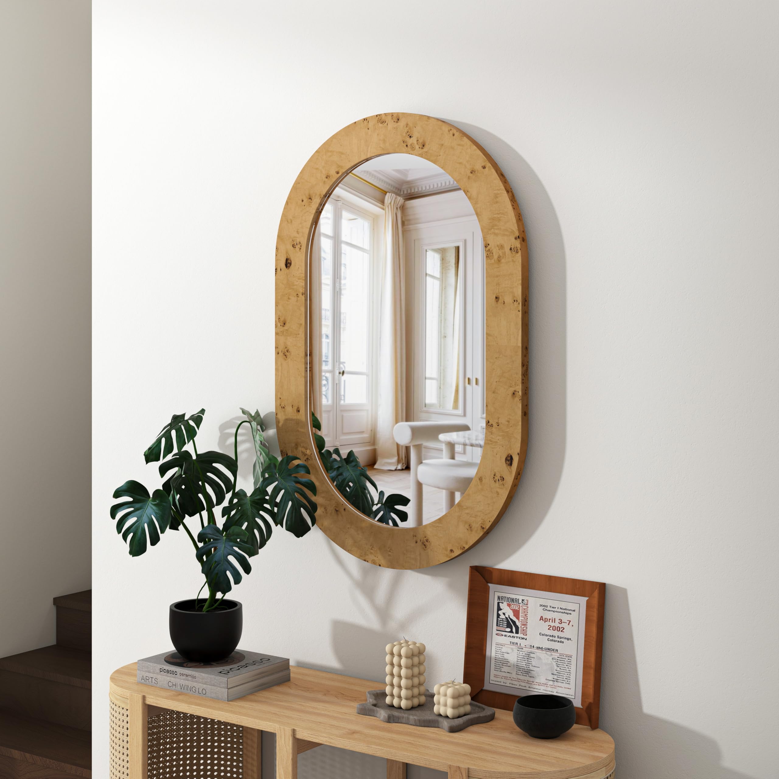 Oval Burlwood Wall Mirror