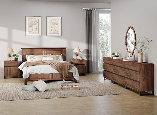 3-Piece Bedroom Furniture Set with 6-Drawer Dresser and 2 Nightstands