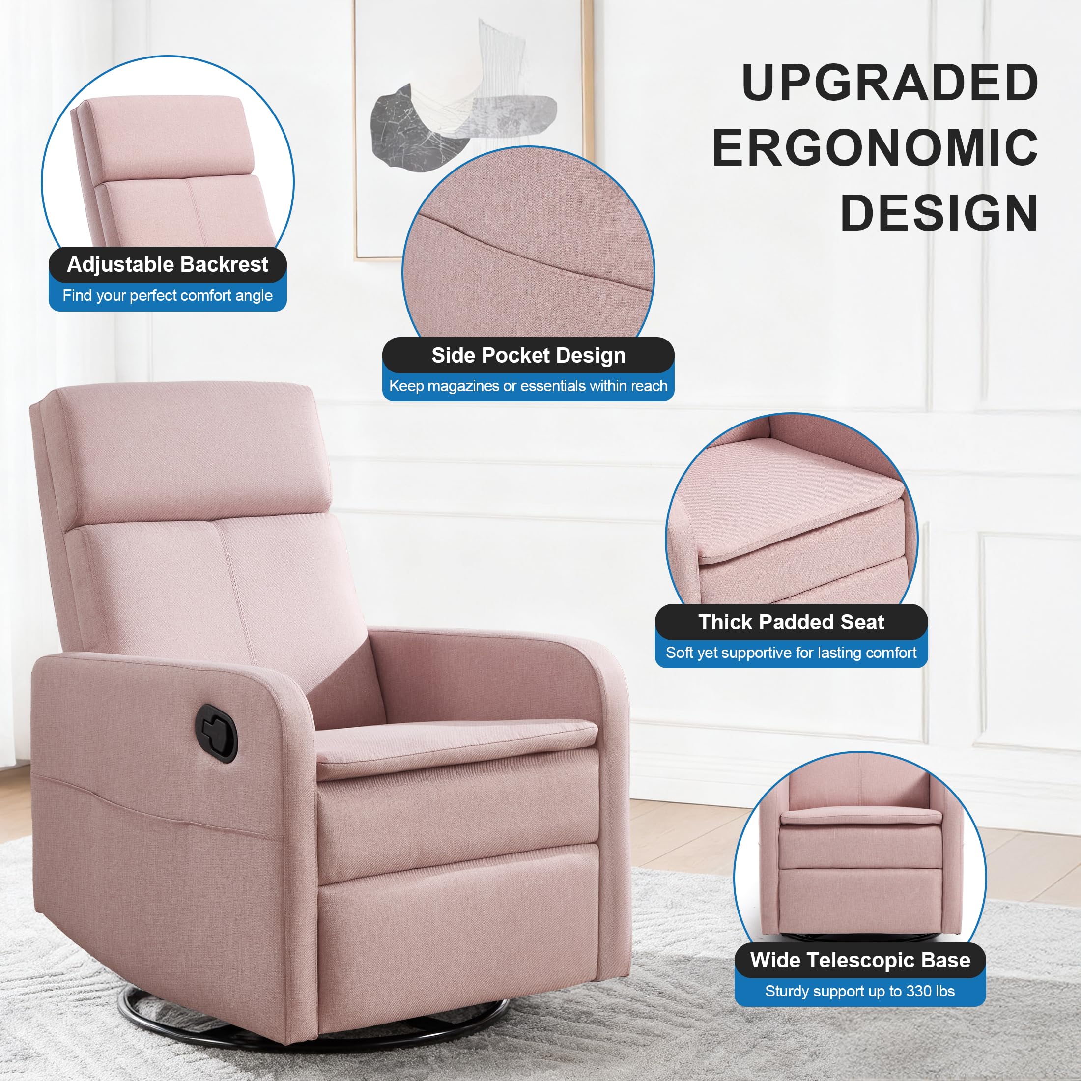 Swivel Rocking Recliner Chair with Footrest