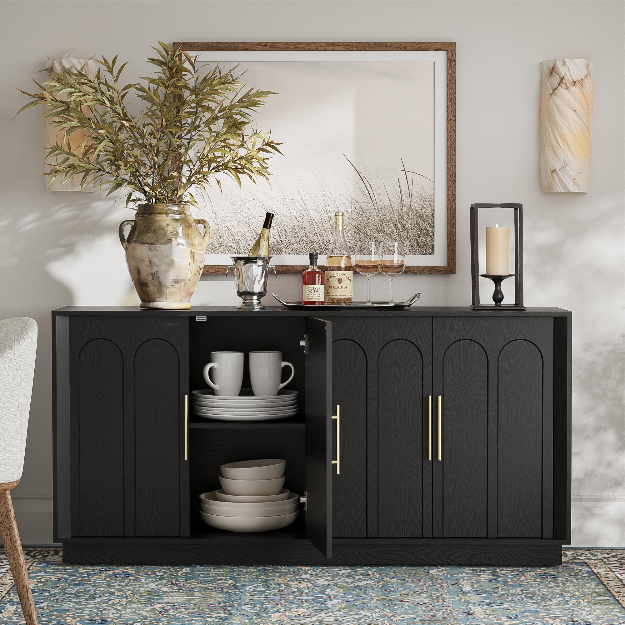 Modern Sideboard Buffet Cabinet with Arched Doors