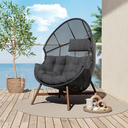 Outdoor Egg Chair with Stand and Cushion