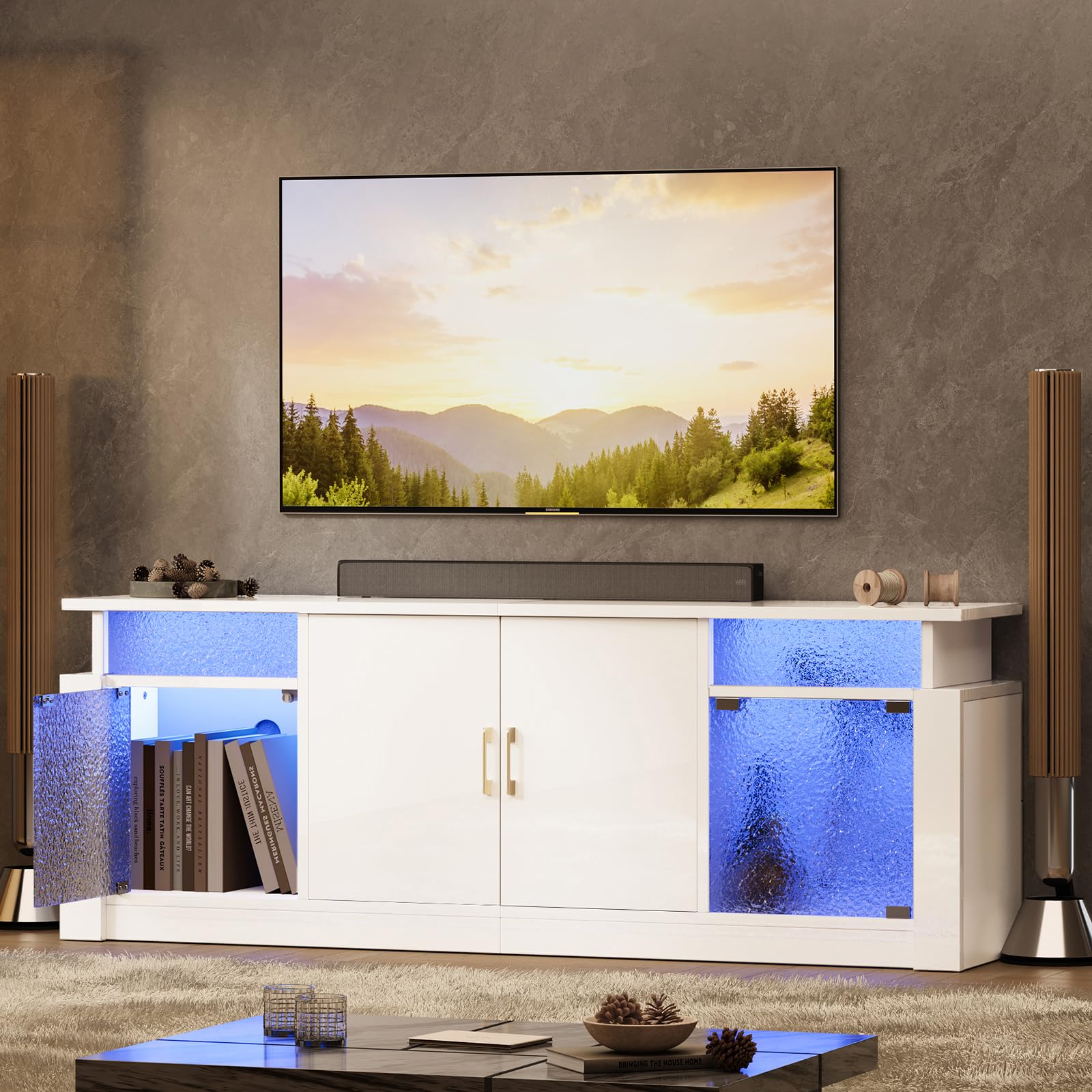 LED TV Stand for 65-70 Inch TV with Storage Cabinets