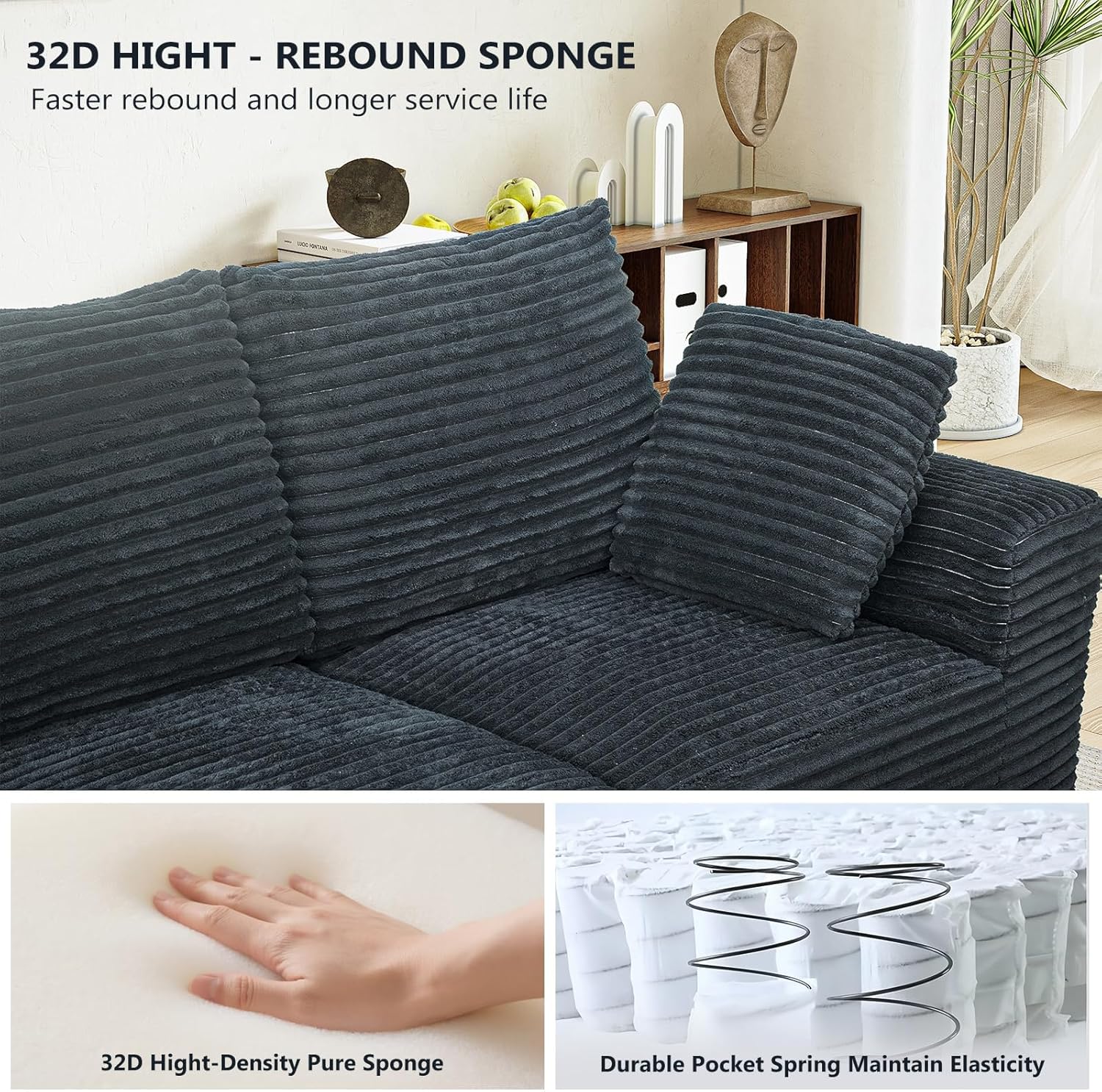 104.3" Modular Sectional Cloud Couch