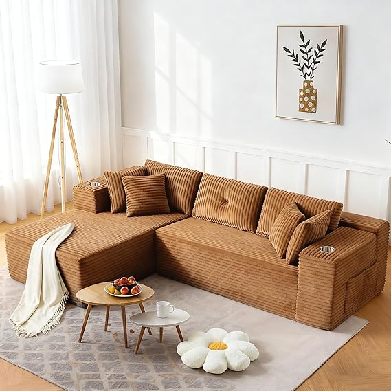 105" L-Shaped Modular Sectional Sofa with Deep Seat and Chaise